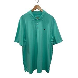 Vineyard Vines Men's XL Teal Performance Polo Shirt Whale Logo Golf Peru Preppy
